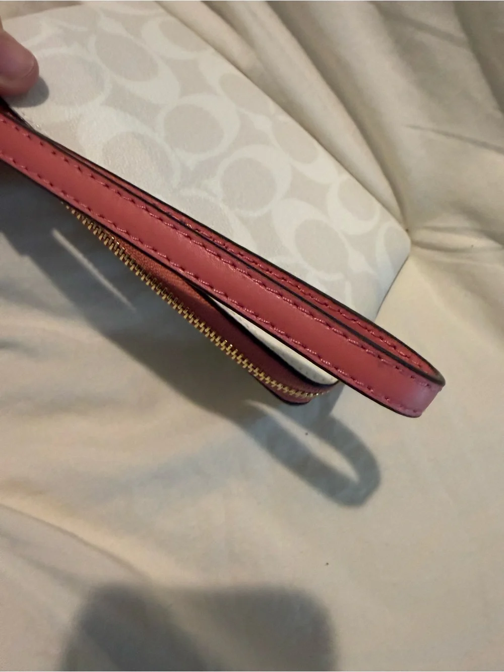 NWT Coach Butterfly Signature Zip Wristlet White Pink Canvas